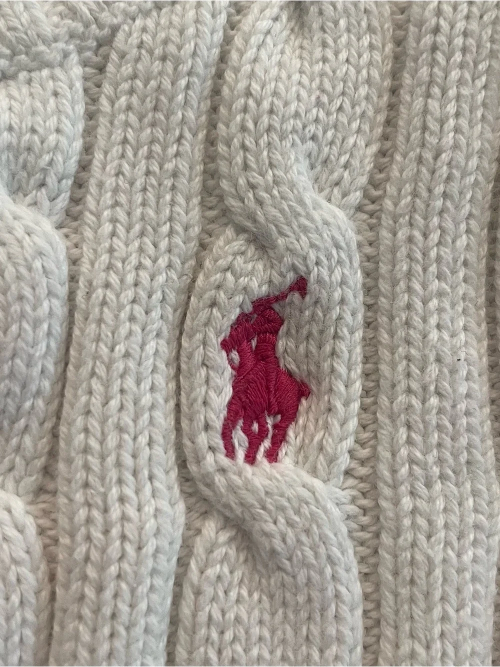 Ralph Lauren Off White Cable Knit Cardigan with Pink Pony Girl’s Size 3T